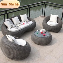 Rattan furniture rattan chair sofa tea table combination outdoor sofa open-air outdoor hotel balcony courtyard waterproof sofa