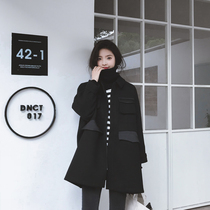 Hepburn wind woolen coat womens mid-length 2020 autumn and winter new Korean loose small cloak woolen coat