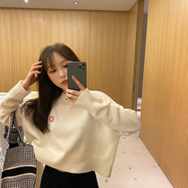 Live Seconds Kill New Collision color Embroidered Sweater Women Autumn winter shorts Conspiculy Slim Sub headsets Knitted Blouse Tide