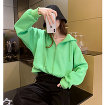 Hooded ladies sweater 2020 new Korean loose bf lazy wind long sleeve top Joker short coat tide