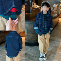 Boys denim shirt 2020 spring and autumn new foreign style tide childrens clothing childrens coat medium and large childrens thin casual top
