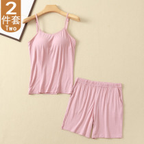 2021 Summer new Modale with chest cushion female harnesses vest shorts Two suits Sleepwear Home Residence Suit Suit