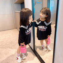 Girls autumn clothes 2021 new children Spring and Autumn foreign style female baby wild casual children Net red long clothes