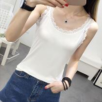 Korean womens large size half foreign female students loose version lace side girl breathable camisole vest female lace
