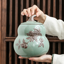 Geyao tea cans sealed cans Ceramic moisture-proof tea cans Household tea storage storage cans Puer tea gourd ornaments