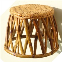 Rattan steamed chicken cake bamboo basket small rattan stool firm and practical small round stool low stool table Chair Family handmade