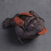 Fine can raise purple sand zhao cai three-legged toad tea pet golden toad king immediately has money sculpture desktop ornament tea play
