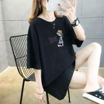 Brand Special Cabinet Korea Original Single Foreign Trade Italy Cut Mark Pure Cotton Cartoon Print Medium Long Foreign Air Short Sleeve Blouse