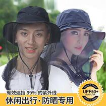 Summer mens beach hat fishing for anti-mosquito summer worksite Foldable hat cover hat men and women universal veil farmers
