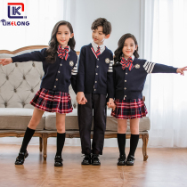 School uniform suit Primary school autumn college style sweater suit Kindergarten garden suit British style three-piece class suit