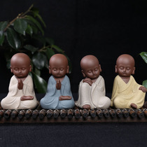 Creative boutique ceramic purple sand tea pet ornaments exquisite personality handmade monk tea accessories