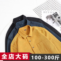 Denim Shirt Man Big Code Long Sleeve Tide Retro Pure Cotton Loose Fatson Plus Fat Up Fat Guy Men Fall Jacket