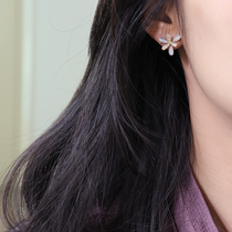 Fresh and small S925 silver needle flower a two-wearing earrings