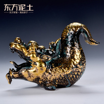 Oriental clay Ceramic craftsman Zhang Changlin teacher works Bronze series of artwork ornaments Aoyu