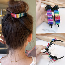 Rainbow meatball head curler Pearl grab clip girl heart Hyuna Han style back of the head temperament lazy man pan head hairclip