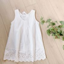 2022 new summer clothing sweet and small fresh hollowed-out embroidery lace lace with bottom vest loose cotton linen blouse