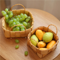 (Shang) Creative handmade wood woven basket wood basket fruit basket environmental protection basket picnic basket