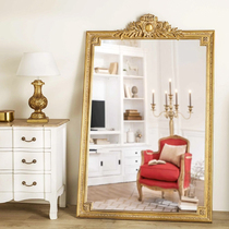 Retro dressing mirror full body wall hanging floor mirror full-length mirror ins Wind Nordic retro fitting mirror carved home