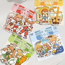 Teenage Girl Hearts Cute Hand-painted Characters Hand Ledger Stickers Meta gas Salt Department Hand tent material mobile phone shell Decorative Sticker waterproof