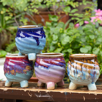 (Bang Yong Shangpin)Jingdezhen handmade white light succulents flower pot Korean flower pot coarse pottery control type pottery breathable