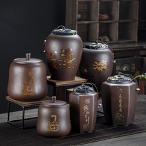  Private custom ceramic tea cans with lids Household moisture-proof wood burning sealed storage cans size mini wake-up tea cans