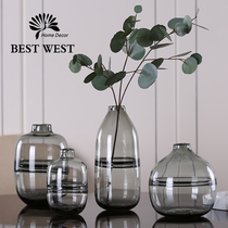 Light luxury glass vase transparent ornaments modern home living room table soft decorations hydroponic flower arrangement vase desktop