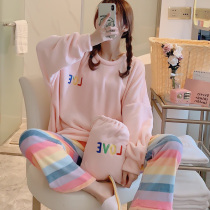Coral Suede Pajamas Woman Autumn Winter Thickened Flannel Net Reddits 2021 New Home Clothing Easy to wear outside