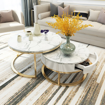 Nordic light luxury marble coffee table Net red simple postmodern size apartment table living room creative round tea table