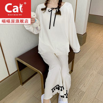 Long-sleeved pajamas female Spring and Autumn New Princess style sweet Japanese cotton home clothes students cute two-piece set tide