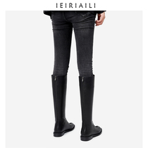 2021 autumn and winter new rear zipper boots womens knee-high straight knight boots British style high-barrel riding boots knee-high boots
