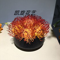 Orange yellow flower art dumb black ceramic new Chinese model house sales office negotiation table coffee table decoration small table flower