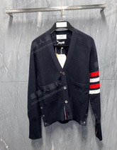 Thom Browne TB cheerleader 4-way bar V collar wool-knitted sweater jacket sweater for men and women autumn and winter