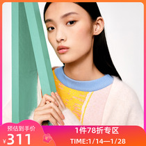 (The same style as the shopping mall) LILY winter new womens clothing artistic sense loose large profile rabbit fur deep V-neck cardigan