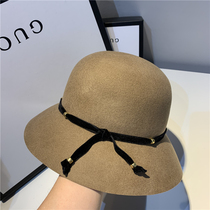 Fan-style hat lady autumn winter 100 hitch dome small gift hat Inron retro humpy wool Ehime fisherman hat woman