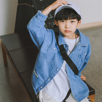 Middle and large children 6 Boys autumn long-sleeved denim shirt 8 Childrens shirts spring and autumn tops 10 stylish and handsome 12-year-old