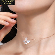 Fakaman butterfly necklace female Fritillaria sterling silver light luxury niche choker simple temperament design 2021 New