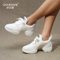 Jiaobaihui new modern dance shoes womens adult mesh dance shoes womens soft sole leather breathable square dance womens shoes