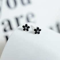 925 sterling silver stud earrings female drop oil flowers black white flowers mini small earrings temperament simple earrings temperament