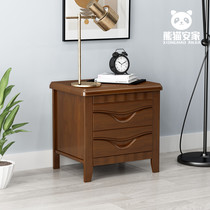 Solid Wood bedside table simple modern bedroom lockers walnut wood color mini dormitory side cabinet economy home
