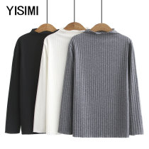 Fat Mama plus fertilizer L middle-aged women 2021 autumn and winter New half turtleneck long-sleeve base shirt ladies blouse women