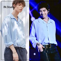 Hua Chenyu IN home 18 autumn Korean designer brand YAN13 lapel shirt