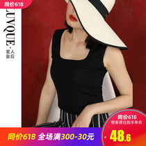 Black sexy strapless shirt sleeveless top female summer break clearance slim slim wear ice silk knitted camisole vest