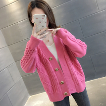 Early Autumn Knitted Cardigan Womens 2021 New Loose Spring and Autumn Sweater Jacket Small Man Outer Wear Top