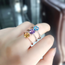 Yue Lao Ancestral hall natural citrine ring female fashion personality simple ins tide Amethyst topaz ring finger