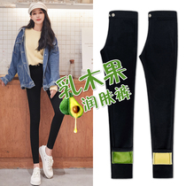 Avocado emollient leggings Womens autumn and winter wear velvet pants high waist Joker Slim Plus velvet thickened warm cotton pants