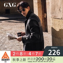 GXG mens winter Korean version of the trend slim blue gray grid wool long coat men#GA126274G