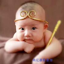 Newborn Baby 100 Days Photos Small Props Gold Stirrup Props Tight Stirrup Cursive Head Accessories Photoshoot Props