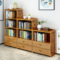 Vintage drawer bookcase Bamboo bookcase Floor-to-ceiling combination Student bookcase Nanzhu shelf Living room storage cabinet