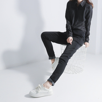 Two runs America light extravagant silk denim suit denim long pants high waist conjoined pants autumn lady