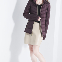 Two pieces of texture Good stock American classic pure color minimalist autumn winter long sleeve light and thin down jacket woman